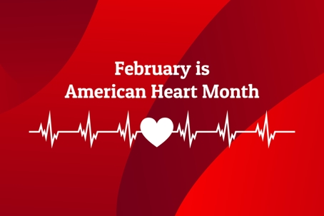 American Heart Month graphic with EKG.