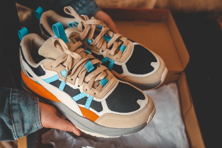 Pair of colorful sneakers being donated for the Soles4Souls Shoe Drive at Advance ER