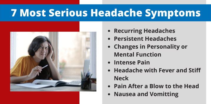 Woman suffering with headache while working